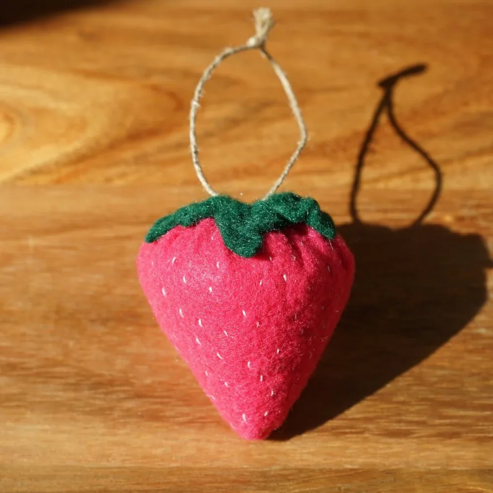 Hand Sewn Felt Strawberry Ornament